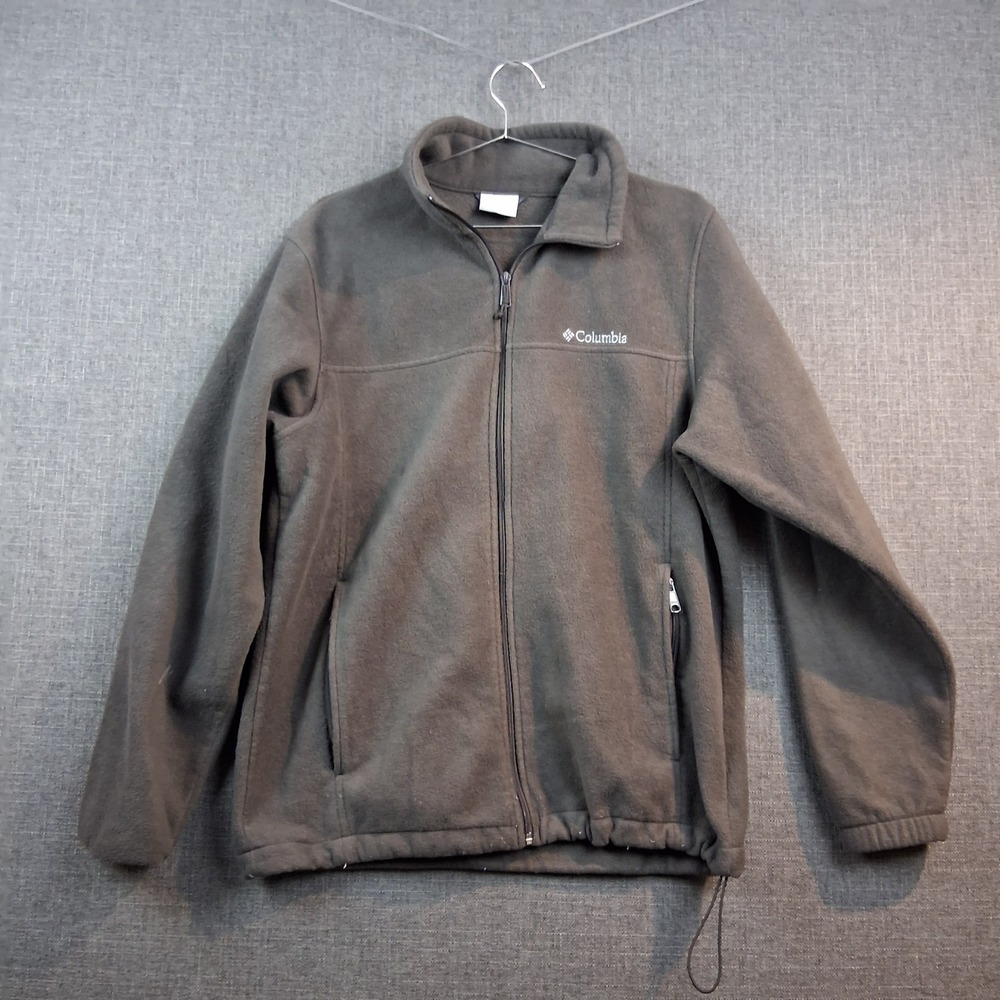 Columbia Full Zip Fleece Jacket Mens Large Charcoal Gray Mock Neck